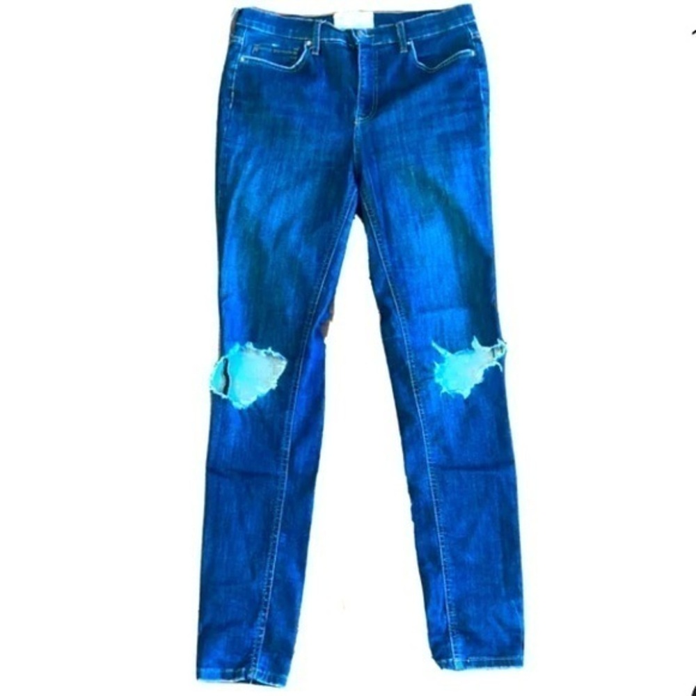 Free people Jeans 29 Skinny Destroyed Ankle 61855-16515125 holes Dark Wash